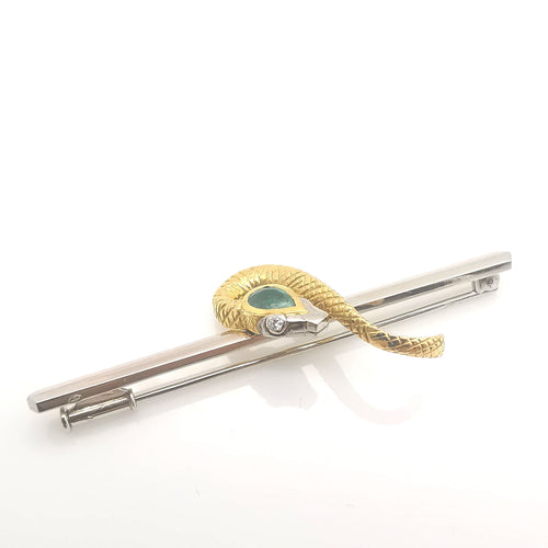 Broche Broche Or jaune et blanc Emeraude et Diamants 58 Facettes