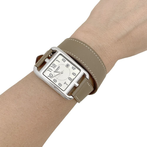 Montre Montre Hermès, "Cape Cod", acier sur cuir. 58 Facettes 34936