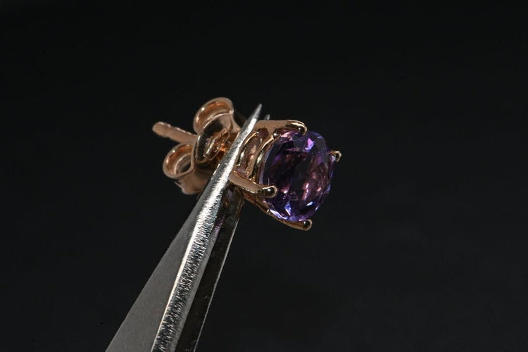 Boucles d'oreilles Boucles d'oreilles améthyste en or rose 58 Facettes