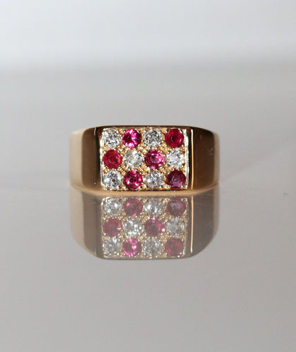Bague 56 Bague Chevalière Rubis Diamants 58 Facettes 541