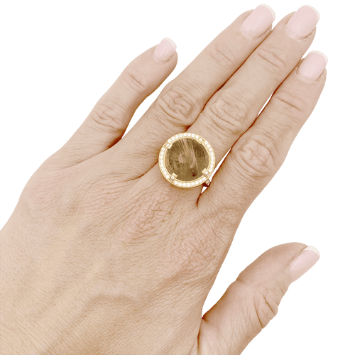 Bague 53 Bague CHAUMET, "Attrape Moi Si Tu M'aimes", "Galet", or jaune, diamants, quartz rutile. 58 Facettes 34773