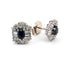 白金耳环，镶嵌蓝宝石和钻石 
