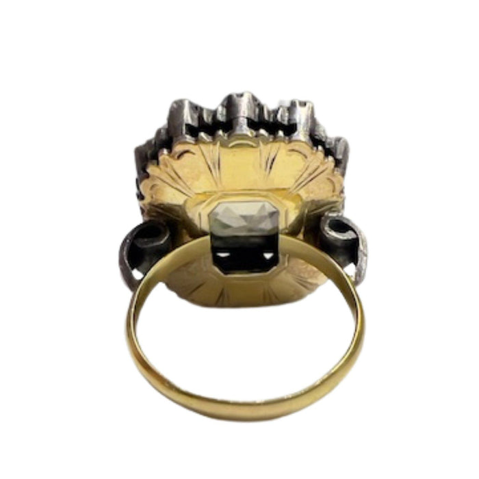 Gold debut ring and silver with sapphire and citrine