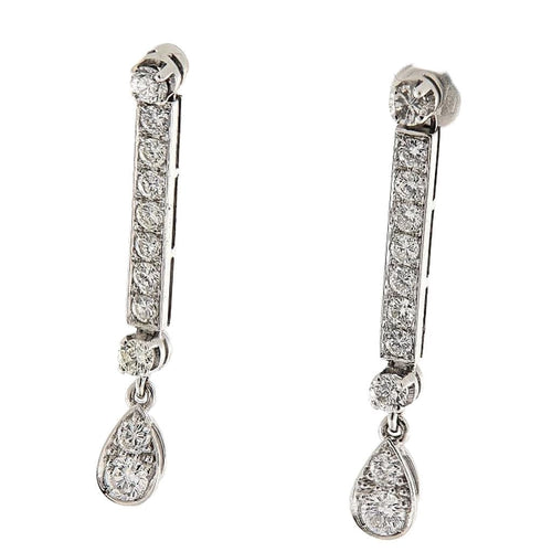 Boucles d'oreilles Boucles d'oreilles pendantes en or blanc avec diamants taille brillant 58 Facettes G3774
