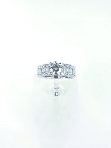 Bague 55 Solitaire en or gris et diamants 58 Facettes