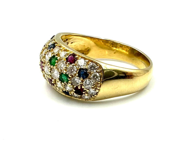 Bague 57 Bague Jonc Vintage Tutti Frutti or, diamants, rubis, saphirs et émeraudes 58 Facettes