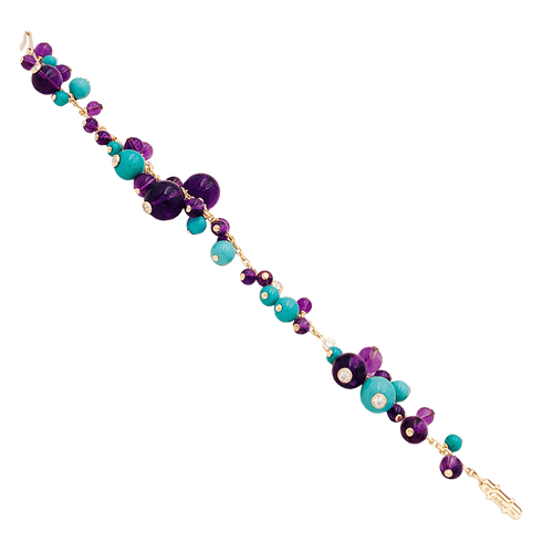 Bracelet Bracelet CARTIER, modèle "Délices de Goa", or rose, améthyste, turquoises et diamants. 58 Facettes 34810