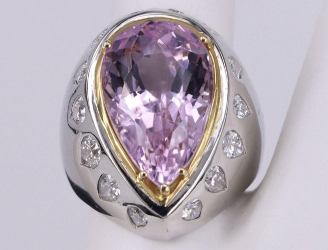 Bague 60 pear amethyst and diamond statement white gold ring 58 Facettes BA-1492