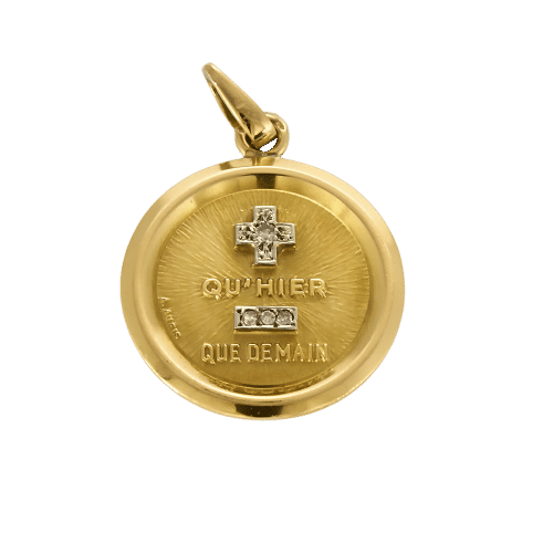 Pendentif AUGIS - Médaille d'Amout en or jaune et diamants 58 Facettes BLO0462X2