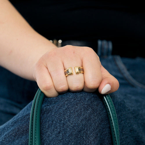 Bague 55 Bague ouverte or jaune et gris 58 Facettes AUX1012