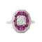 Bague 51 BAGUE ART DECO RUBIS CALIBRES ET DIAMANTS OR GRIS 18K 58 Facettes