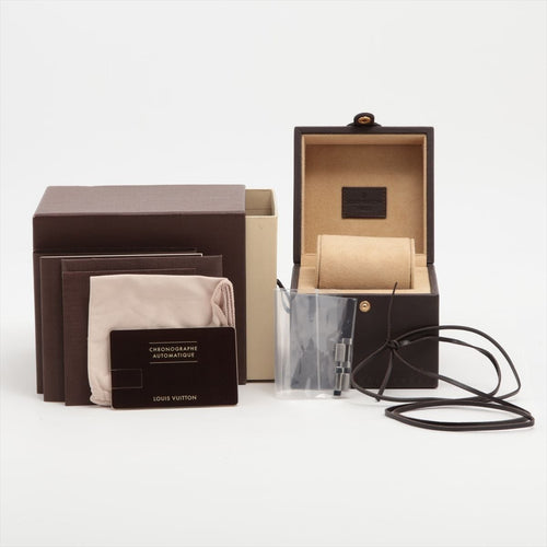 Montre Louis Vuitton - Montre chronographe Tambour Voyage en acier 58 Facettes