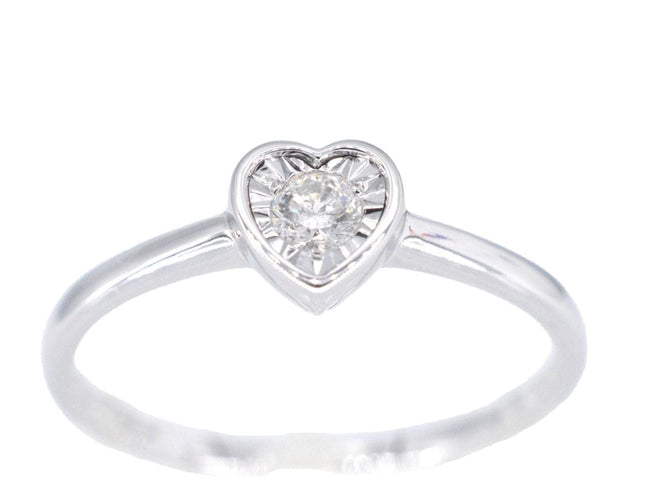 Bague Bague en or blanc avec un diamant taille brillant en forme de cœur 58 Facettes 2094