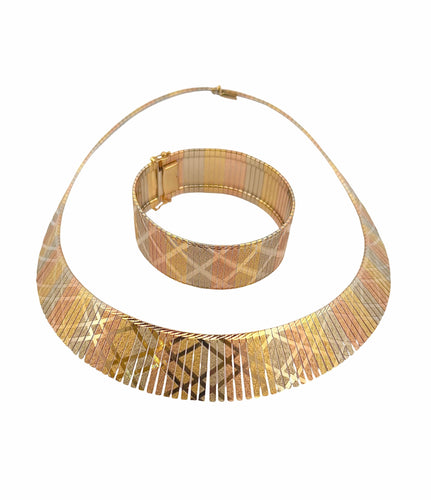 Boucles d'oreilles Parure 3 ors collier et bracelet 18 carats 58 Facettes