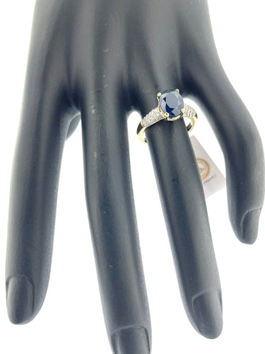 Bague 51 Bague cocktail en or jaune et blanc, diamants et saphirs 58 Facettes