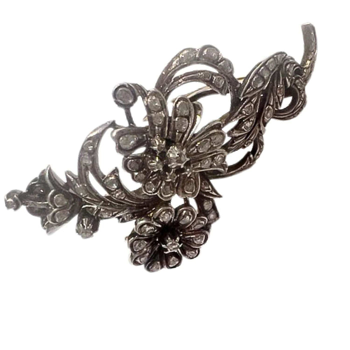 Broche Broche principe ancienne en or et argent avec diamants 58 Facettes Q189B