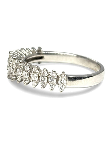Bague 52 Demi-alliance or blanc et diamants 0,40 ct 58 Facettes 1330