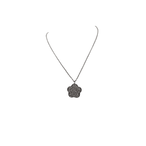 Collier Collier fleur or blanc 18 carats serti de diamants naturels 58 Facettes
