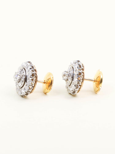 Boucles d'oreilles Boucles d'oreilles marguerite diamants taille ancienne 58 Facettes 1220.2