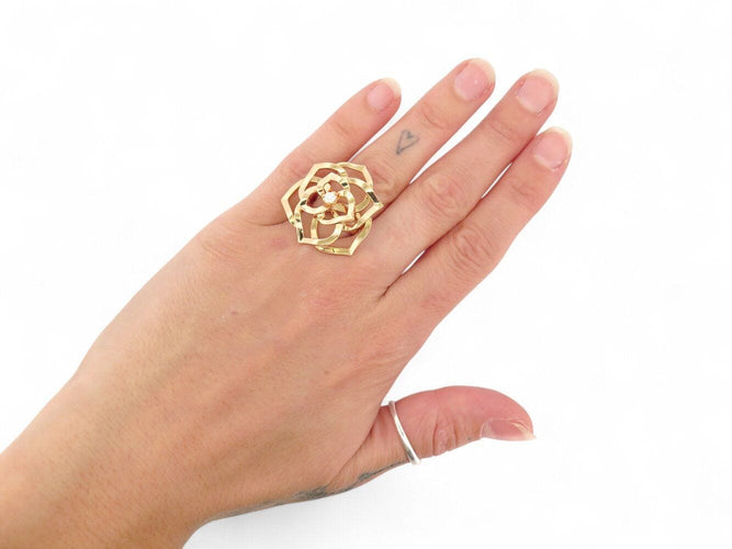 Bague 52 bague PIAGET rosa rose cocktail t52 en or rose 18k 11gr diamant 58 Facettes 269782