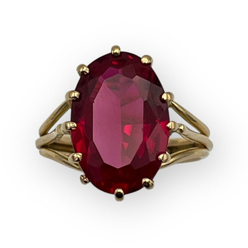Bague 53 Bague or jaune, pierre rouge 58 Facettes 149058569