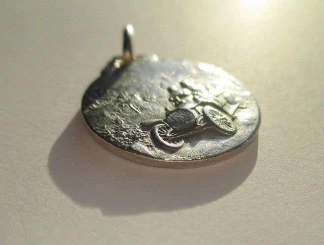 Pendentif Médaille biface ancienne St Christophe TAIRAC en argent 58 Facettes