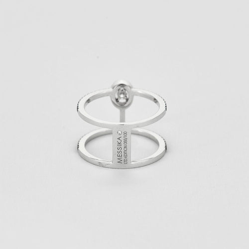 Bague 51 Messika - Bague Glam'Azone 2 rangs en or blanc pavée diamants noirs 58 Facettes