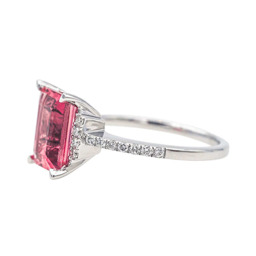 Bague 54 Bague Or blanc Tourmaline, Diamant 58 Facettes 4167005RV