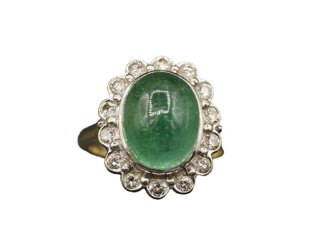 Bague 49.5 Bague Pompadour émeraude cabochon et diamants 58 Facettes A10322