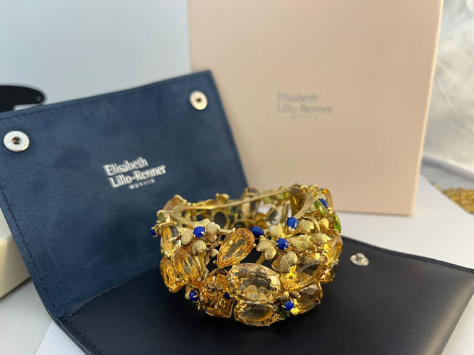 Bracelet Bracelet Style americain, or jaunet citrines, péridots et lapis lazuli 58 Facettes 175171