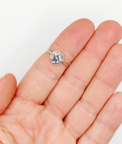 Ring Solitaire Art Deco in platinum and 1.11 carat diamond 