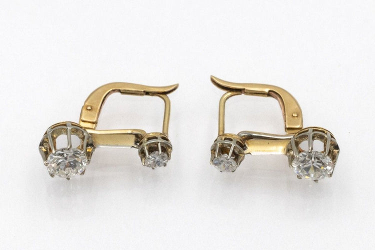 Boucles d'oreilles 14k Yellow Gold Earrings with 1.30 ct Diamonds 58 Facettes 11573