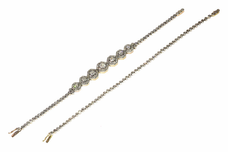 Collier Ensemble de diamants victorien antique : une transformation étonnante de deux bracelets en un collier pour chien 58 Facettes 24351-0130