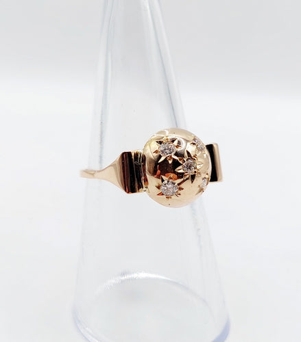 Bague 52.5 Bague bombée dôme or rose, diamant serti étoilé (circa 1950) 58 Facettes A05803