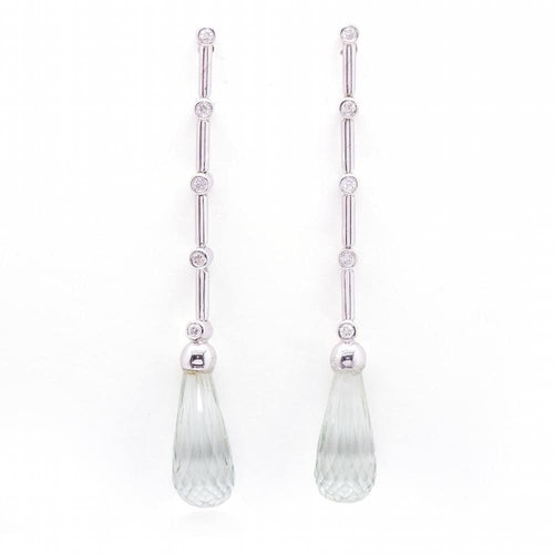 Boucles d'oreilles Boucles d'oreilles prasiolite or blanc et diamants 58 Facettes D364830FV