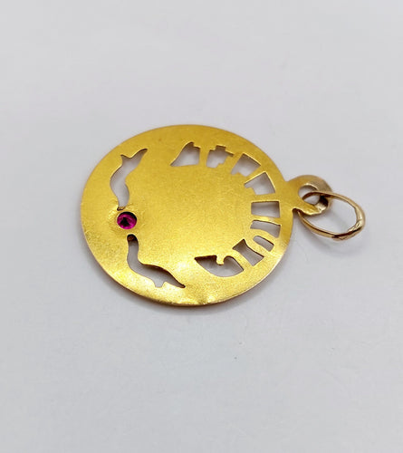Pendentif Médaille Art Nouveau or jaune, rubis synthétique (circa 1900) 58 Facettes A05836