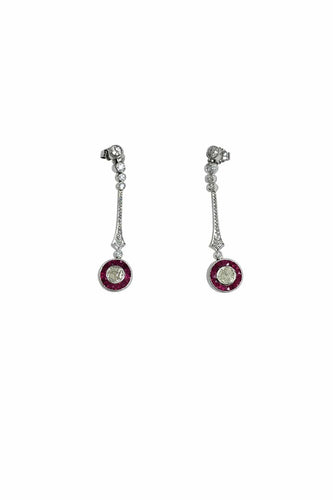 Boucles d'oreilles Boucles d'oreilles rubis style Art déco œil-de-perdrix 58 Facettes 50203