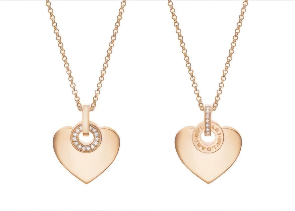 Collier BULGARI - Collier Cuore or rose diamants 58 Facettes