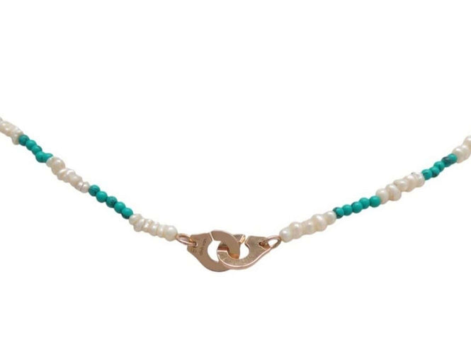 Collier collier pendentif DINH VAN menottes r8 en or rose 18k   links 58 Facettes 272256