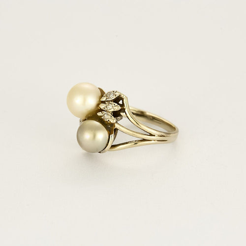 Bague 48,5 Bague Toi&Moi en or blanc, perles de cultures et diamants 58 Facettes VAN0475