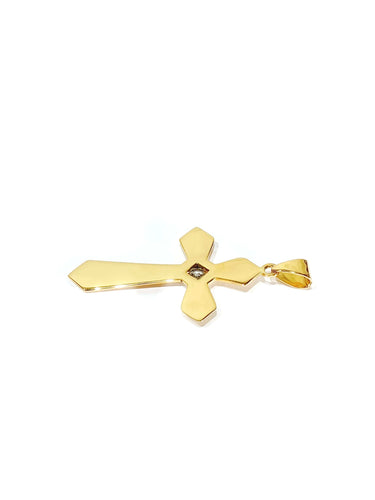 玫瑰金钻石十字架吊坠