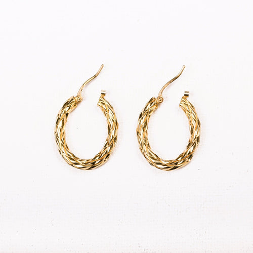 Boucles d'oreilles Boucles d'oreilles créoles ovales or jaune texturé 58 Facettes LMB-304