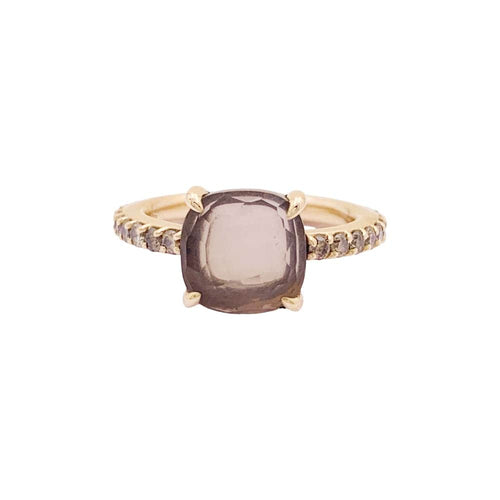 Bague 52 Bague Pomellato, "Baby" or rose, quartz rose et diamants bruns. 58 Facettes 34946
