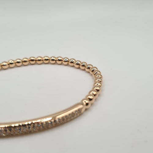 Bracelet Bracelet or rose 18 carats en billes d’or et barrette de diamants naturels 58 Facettes