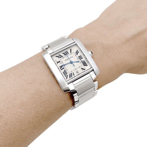 Montre Montre Cartier, "Tank Française", acier. 58 Facettes 34714