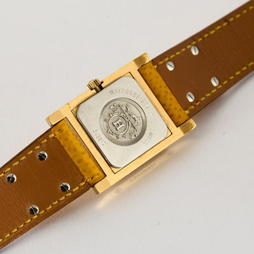 Montre Orange/acier HERMES - Medor Swift - Cuir et plaqué or 58 Facettes