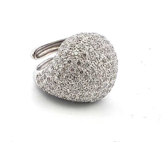 Bague 58 Bague OC Splendide et importante en or blanc sertie de diamants pavés 58 Facettes