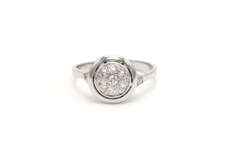 Bague 55 Bague Art Déco en or blanc sertie de diamants "old cut" 58 Facettes 20644