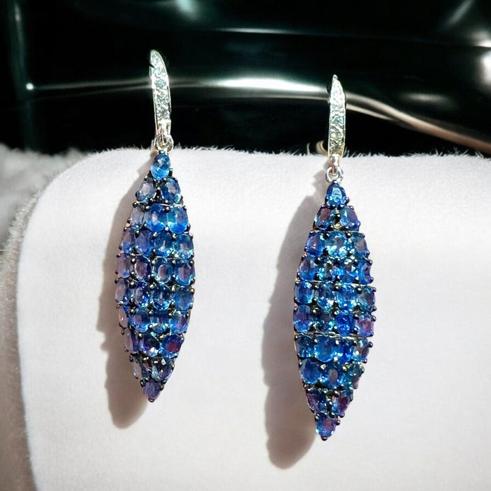 Boucles d'oreilles boucles d'oreilles serties saphirs et brillants or 58 Facettes 7673 A