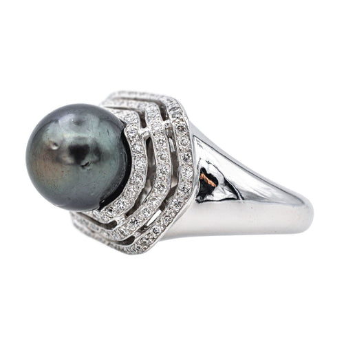 Bague 52 Bague  Coktail Or blanc Perle, Diamant 58 Facettes 4410630CN